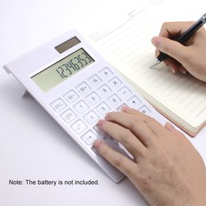 Desktop Calculator Ultra-Dunne 12 Cijfers Display Solar &amp; Battery Dual Power Kristal Knoppen Basic Teller Kantoor Schoolbenodigdheden