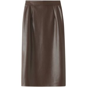 Neophil 74Cm Vrouwen Winter Pu Lederen Midi Rokken Potlood Bodycon Office Dames Hoge Taille Faux Stretch Sexy rok S9902