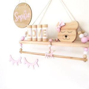 Handgemaakte kinderkamer muur planken Dubbele dek Originele Hout Kralen Wandplank Opslag Planken Organisatie Decoratieve Home Decor