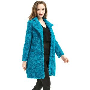 Vrouwen herfst winterjas Bloemen Faux Bontjassen 3xl 6xl plus size lange jassen dame grote size warm uitloper