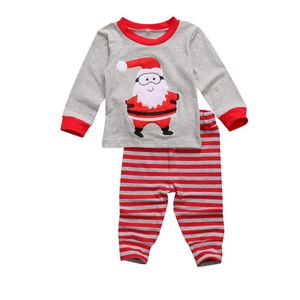 Citgeett Xmas Peuter Kids Jongens Meisjes Kerst Santa Gestreepte Nachtkleding Nachtkleding Set Katoen 2-7Y