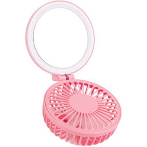 Mini Draagbare Cartoon Varken Usb Oplaadbare Led Licht Invullen Make-Up Spiegel Ventilator Draagbare Handheld Mini Fan