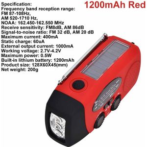 Solar Hand Crank Radio Am/Fm Emergency Radio Met Led Zaklamp 1200/2000/4000/5000Mah Power Bank Voor Mobiele Telefoon