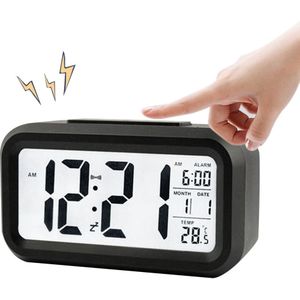 1Pcs Led Digitale Wekker Elektronische Smart Mute Klok Backlight Display Temperatuur & Kalender Snooze Functie Wekker