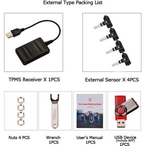 Tpms Bandenspanning Sensor Voor Android Autoradio Speler Usb Bandenspanningscontrolesysteem