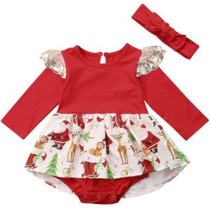 0-24M Kerst Meisje Kleding Pasgeboren Baby Meisjes Lange Mouwen Ruches Rompertjes Jumpsuit Prinses Pailletten Jaar kostuums