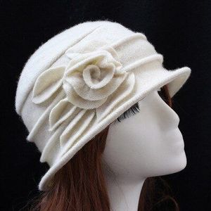 7 Kleuren Middelbare Leeftijd Vrouwen Dome Fedora 100% Wol Hoed Mom Hoeden Voor Herfst Winter Solid Bloemen Warme Floppy hoed Chapeau Femme