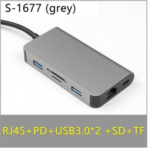 Adapter Usb C Naar Dual 3.0 Hub Hdmi Vga RJ45 Type C Pd Tf Converter Voor Macbook Air Pro 13 A2289 A2179 USB-C Adapter