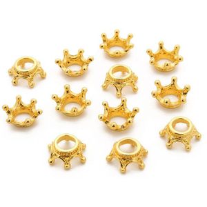 50 stks/partij Goud/Zilver/Antiek Brons Kleur Crown Bead Caps Connectors Charms End Kralen Cap Voor DIY Sieraden maken Bevindingen