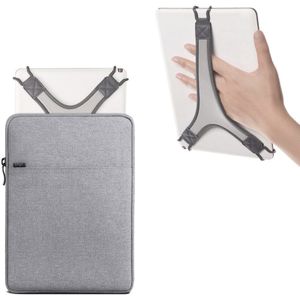 TFY Beschermhoes Tas met Ritssluiting (Grijs), plus Bonus Hand Strap Houder (Wit) voor 9-10.5 inch i Pad en Tabletten
