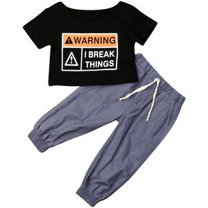 2 stuks Peuter Kid Baby Meisje T-shirt Oversized Crop Tops Lange Broek Outfit Gedrukt Tops Effen Kleur Broek Sets