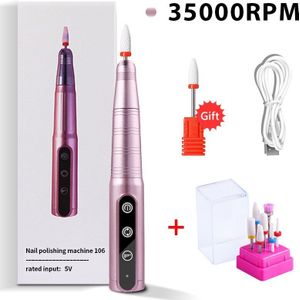 Elektrische Nail Boor 35000 Rpm Manicure Set Draagbare Draadloze Efile Voor Acryl Oplaadbare Nail Boor Freesmachine Voor Salon