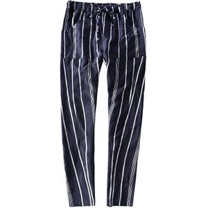 Mannen Voorjaar Mode Elastische Taille Streep Premium Linnen Harajuku Straight Pant Man Casual 100Kg Grote Maat Broek