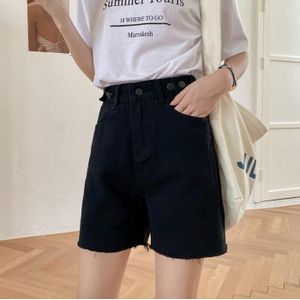 Hoge Taille Wijde Pijpen Denim Shorts Voor Vrouwen Zomer Blauw Of Zwart Jean Knoppen Half Casual Bermuda voor Vrouwen