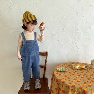 Bobotcnunu Kids Jongens Meisjes Mouwloze Straight Jumpsuit Solid Cowboy Broek Lente Herfst Mode Overalls