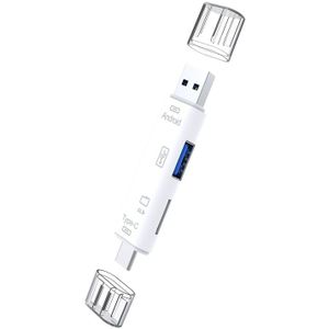5In1 Multi Otg Kaartlezer Micro-Sd/Sd Card/Usb Reader Ondersteuning Tf Android Type-C telefoon/Computer/Type-C Universele