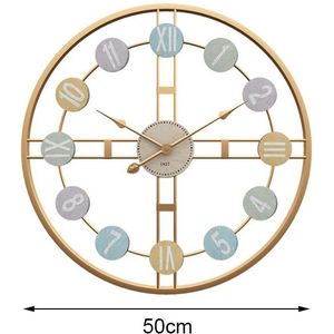 50Cm 3D Opknoping Klok Europa Amerika Modieuze Stijl Ijzer Stille Wandklok Absoluut Stille Slaapkamer Decor For A Thuis