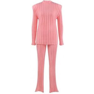 Casual Outfit Half Hoge Kraag Twee Delige Set Schouderstuk Half Hoge Kraag Trui Broek Set