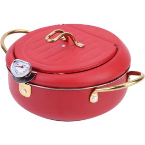 VKTECH - Deep Frying Pot - 20 cm - Roestvrij Staal - Met Thermometer en Deksel