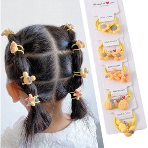10Set/Kaart Cartoon Haar Ring Haar Scrunchies Bloemen Elastische Haarbanden Voor Meisjes Prinses Kinderen Haaraccessoires Rubber band