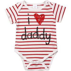 Katoen Pasgeboren Kids Baby Meisje Jongen Kleding Streep Jumpsuit Romper I Love Daddy Casual Jongens Meisjes Outfit