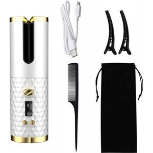 Draagbare Krultang Oplaadbare Automatische Usb Keramische Draadloze Professionele Verwarming Stok Lcd Display Spin Haar Tool