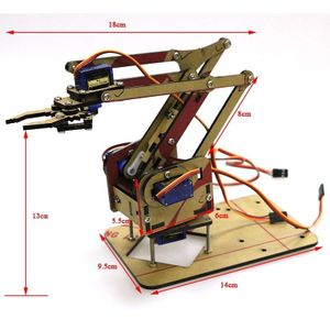 Robot Arm Kit Montage Acryl Machines Arm Manipulator Klauw Robot Div Grijper Arduino Maker Pi Uitgerust 4 Stuurinrichting