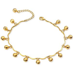 Geel Goud Kleur Kraal Bells Charms Ketting Vriendschap enkelband Enkelband Voor Vrouwen Meisjes Zomer Strand Voet Sieraden