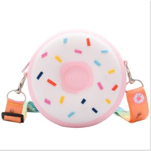 Kids Crossbody Bag Meisje Leuke Ronde Regenboog Donut Gedrukt Messenger Bag Verstelbare Brede Band Reizen Handtas