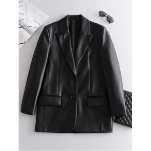 Losse Pu Faux Lederen Blazers Vrouwen Leren Jas Jas Jassen Vrouwen Bovenkleding Dames Jassen Vrouwelijke Lederen Pak