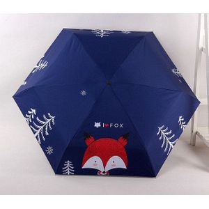 Draagbare Mini Pocket Paraplu Regen Vrouwen Leuke Cartoon Vos Vijf Opvouwbare Parasol Mannen Kinderen Parapluie Sunny/Regenachtige Parasol