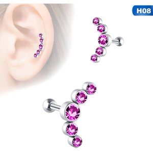 1Pcs Kraakbeen Helix Tragus Oorbellen Rvs Bar Piercing Crystal Body Sieraden Accessoires