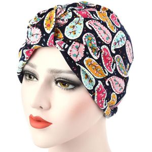 Vrouwen Moslim Indiase Hoed Stretch Bloemenprint Chemo Kanker Tulband Cap Head Wrap Onder Sjaal Arabische Bonnet Beanie Skullies Haar verlies