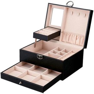 Multifunctionele Opbergdoos Lederen Sieraden Doos Multi-layer Grote Capaciteit Sieraden Organizer Voor Ketting Ringen Oorbel