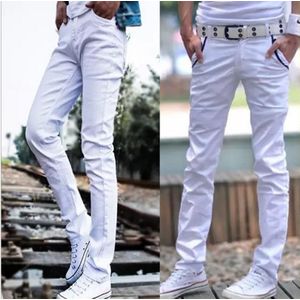 Mode Mannen Slim Fit Casual Wit Stretch Dunne Toevallige Potlood Broek Tieners Stad Hip Hop Harembroek Jongens Bodems 28-33