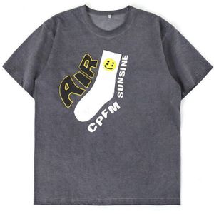 Lente En Zomer Mode Mannen Wassen Gebruikt Stereo Sokken Borduurwerk Mannen Losse Korte Mouwen T-shirt