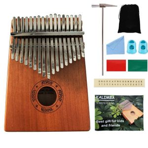 Kalimba 17 Toetsen Thumb Piano Met Studie Instructie En Tune Hamer, draagbare Hand Mbira Mahonie Tanden Perfect Voor Beginners