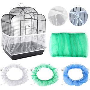 Receptor Zaad Guard Nylon Mesh Vogel Papegaai Cover Verstelbare Eenvoudige Reiniging Nylon Luchtige Stof Vogelkooi Cover Zaad Catcher Guard