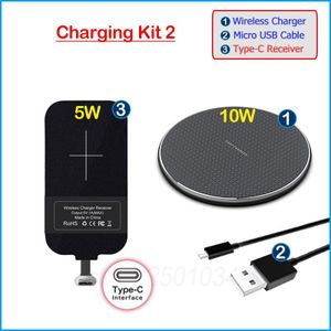 Qi Draadloos Opladen Voor Samsung Galaxy S8 S9 S10 S20 Note 8 9 10 Plus A6 A8 A40 A50 A60 a70s Charger Micro Usb Type C Ontvanger