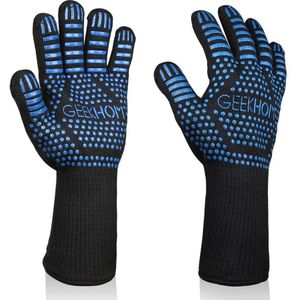 2Pcs Bbq Handschoenen Hittebestendige 500 Celsius Koken Handschoenen Zwart Grill Handschoenen Hittebestendige Wanten Voor Grillen/Roker/Koken