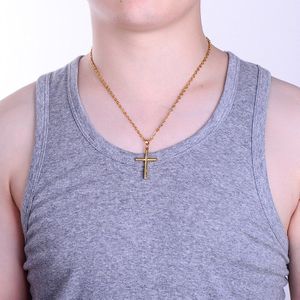 Kettingen Mens Mannelijke Accessoires Sieraden Voor Hals Gold Cross Rvs Hangers Stalen Ketting Ketting Mode Voor