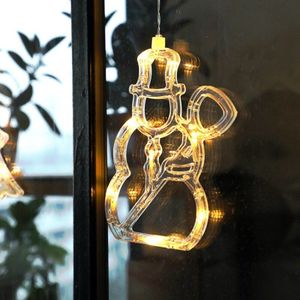 Kerst Led Bel Zuignap Licht Indoor Decoratie Cupule Licht Bell Star Engel Sneeuwpop Glas Venster Zuignap Licht Decor