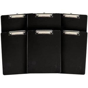 6 Pack A4 Zwart Plastic Klembord, Low Profile Clip, Blokkenhouder Voor Klaslokalen, Kantoren, Restaurants, Kantoren