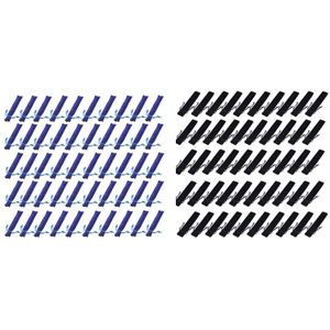 100 Stuks Fluwelen Pen Pouch Sleeve Houder Enkele Pen Zak Geval Potlood-50 Pcs Black & 50 Stuks blauw