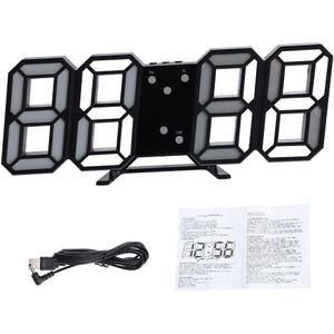 8 Vormige 3D Digitale Tafel Klok Wandklok Led Nachtlampje Datum Tijd Celsius Display Alarm Usb Snooze Home Decoratie Woonkamer