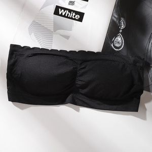 Dames ube op Naadloze Verpakt Borst Afneembare Borst Pad Beha Stretch Gebreide Effen Kleur Beha Voor Vrouwen top