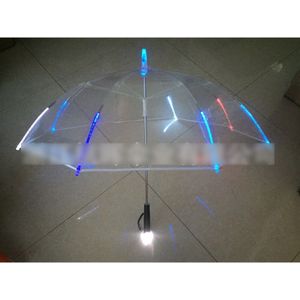 Rechte Paraplu Parasol 8 Rib Licht up Blade Runner Stijl Veranderende Kleur LED Paraplu met Zaklamp Transparante Handvat