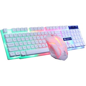 1600 DPI 104 toetsen Gaming Bedraad Toetsenbord GT300 Kleurrijke LED Backlit USB Wired PC Rainbow Gaming Toetsenbord Muis Set # t3