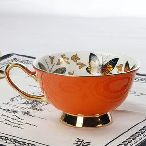 Gllead Bone China Kopje Koffie Sets Kleurrijke Vlinder Keramische Thee Kopjes En Schoteltjes Britse Office Theekopje Porselein Leuk Cadeau