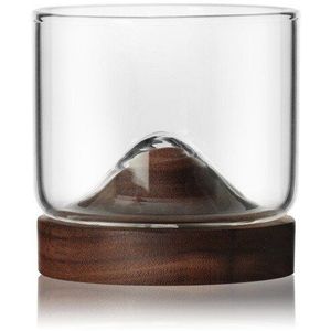 Bar Transparant Direct Te Drinken Wijn Decanter Glas Cup Creatieve Verdikking Glas Vierkante Cup Met Houten Houder